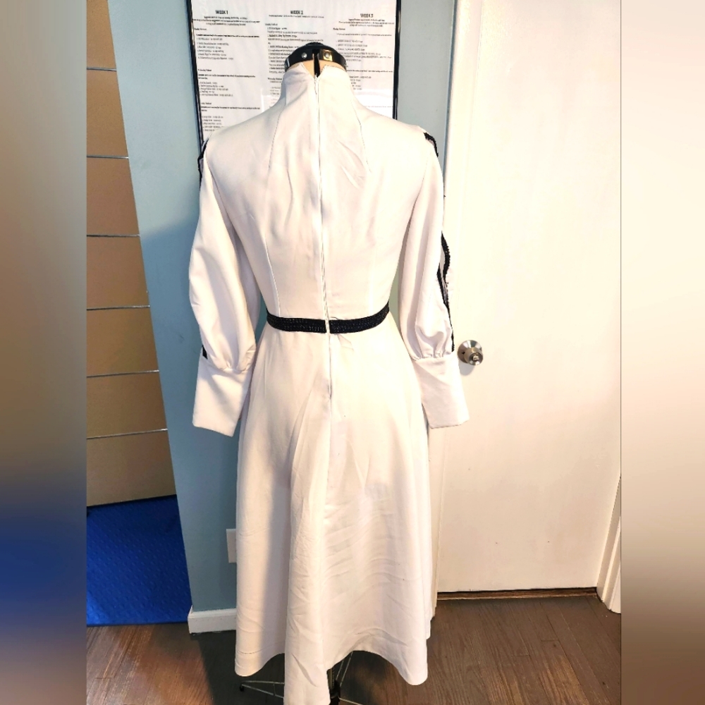 Custom designed white and black dress